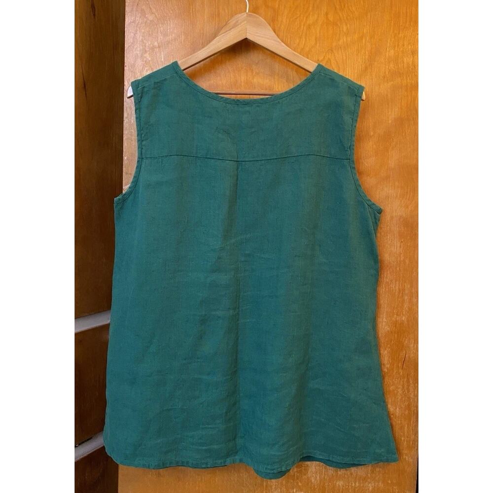 FLAX LINEN emerald Green Swing Tank Top Tunic Relaxed Fit Boho Lagenlook Size M - Picture 5 of 5